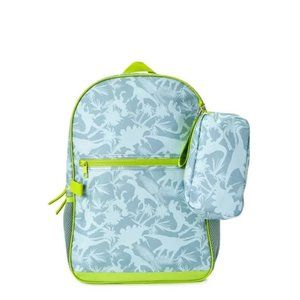 Wonder Nation Children's Backpack 3-Piece Set Green Dinosaur Print